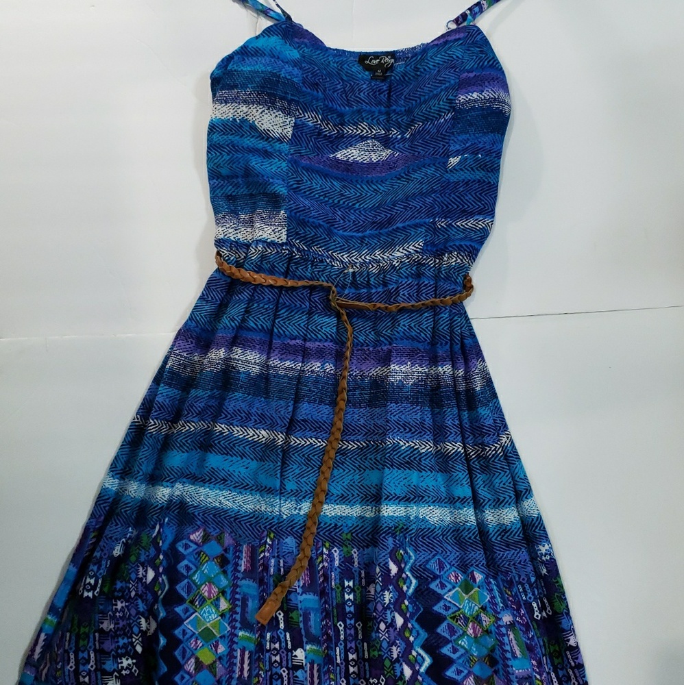 Love Reign Padded Adjustable Sun Dress Blue Sz Med